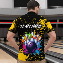Load image into Gallery viewer, Custom Yellow Watercolor Bowling Shirts for Men Women Team Funny Bowling Jersey MBL45