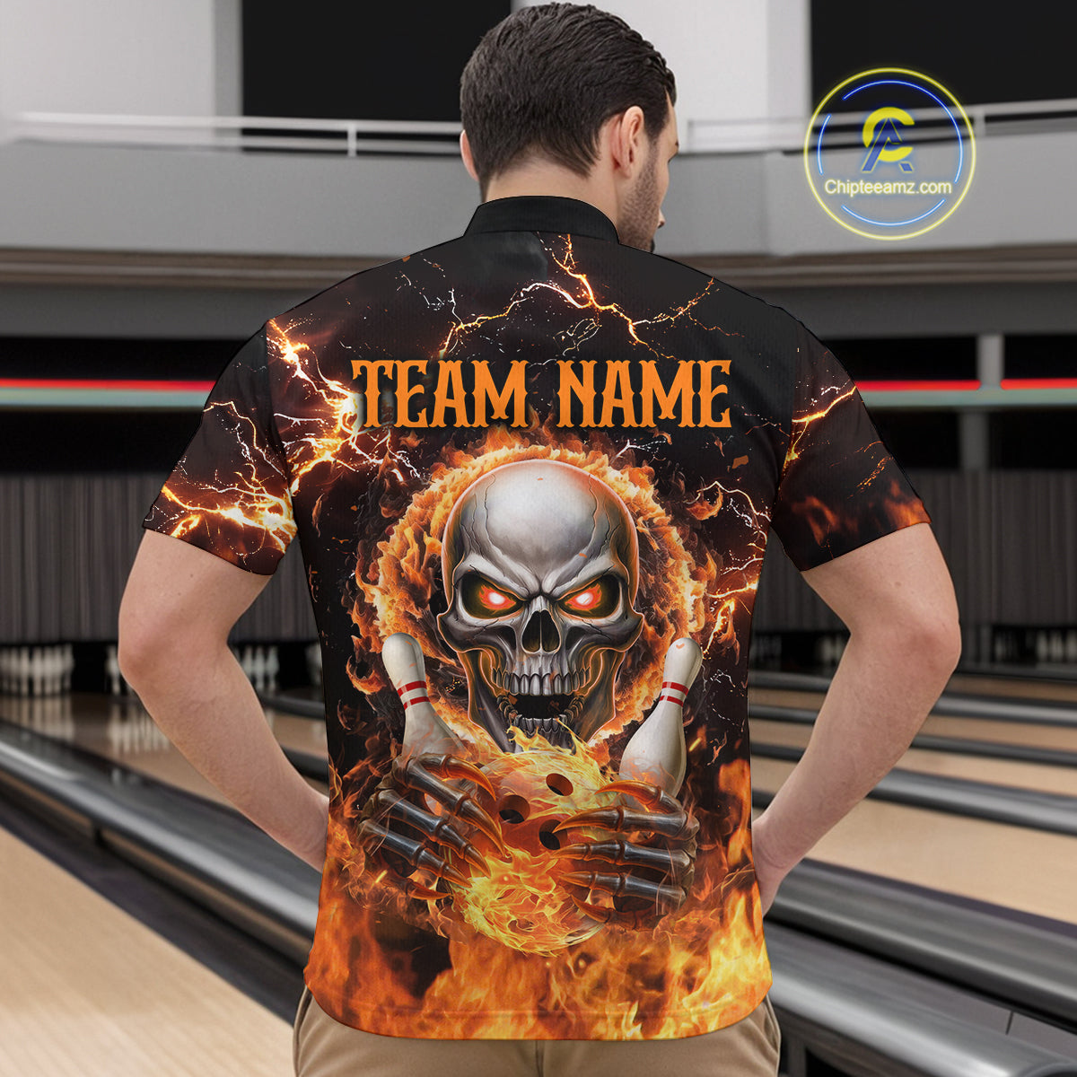Skull Bowling Shirt Custom Thunder Flaming Bowling Jersey for Men Women Team MBL85
