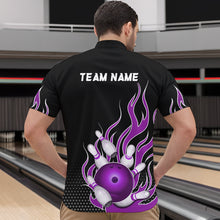 Load image into Gallery viewer, Purple Flame 1/4 Zip Bowling Shirts for Men And Women Custom Bowling Team Jerseys Unisex BDT477