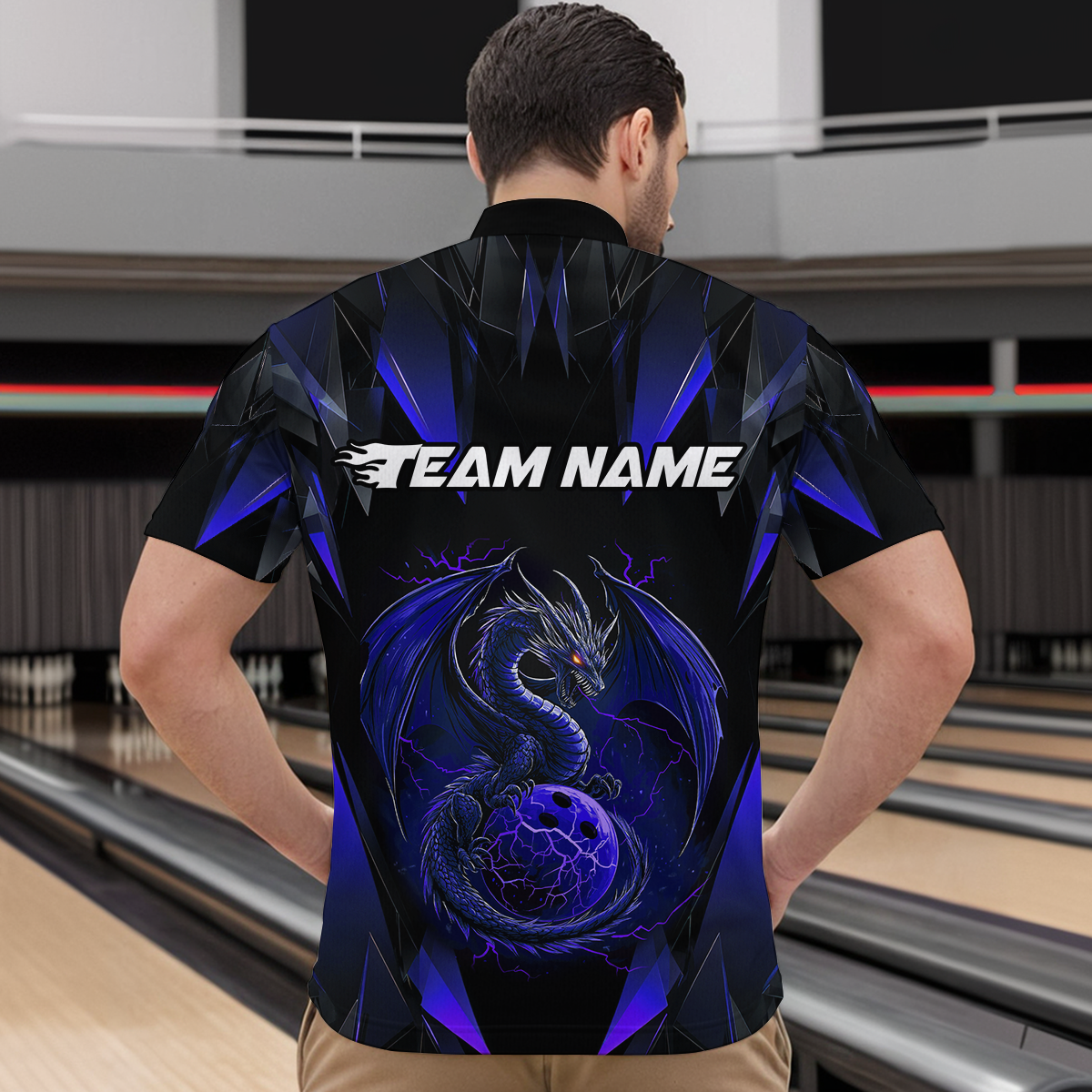 Blue Dragon Personalized Bowling Shirts For Men, Bowling Team Shirt Polo & Quarter-Zip HNT40