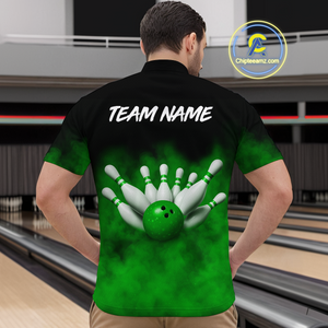 Green Smoke Bowling Shirts for Men Women Team Personalized Bowling Polo and Quarter Zip MBL130