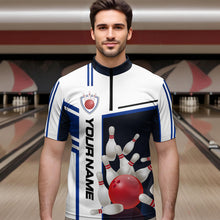 Load image into Gallery viewer, Bowling Jersey for Men Custom Bowling Team Shirts with Name Bowling League Polo &amp; 1/4 Zip HNT30