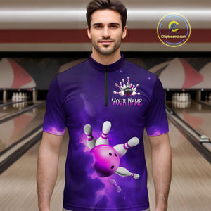 Purple Smoke Bowling Shirts for Women Men Team Custom Bowling Jerseys MBL126