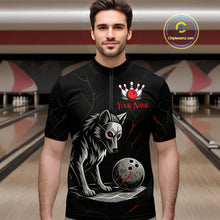 Load image into Gallery viewer, Wolf Bowling Shirt for Men Custom Bowling Team Jersey Black Polo &amp; Quarter-Zip Bowling Unisex QZT700