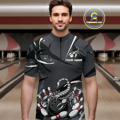 Custom Scorpio Zodiac Bowling Men Bowling Shirt Polo & Quarter-Zip Bowling Team Jerseys HNT59
