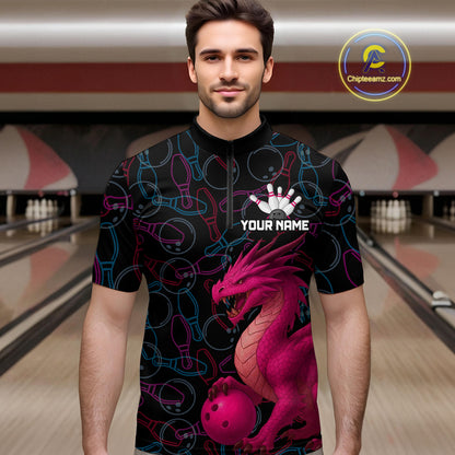 Pink Dragon Bowling Shirt Custom Bowling Jerseys for Men Women with Team Name MBL89