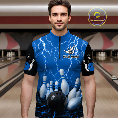 Blue Thunder Lightning & Lava Bowling Shirt for Men Women Team Bowling Jersey MBL92