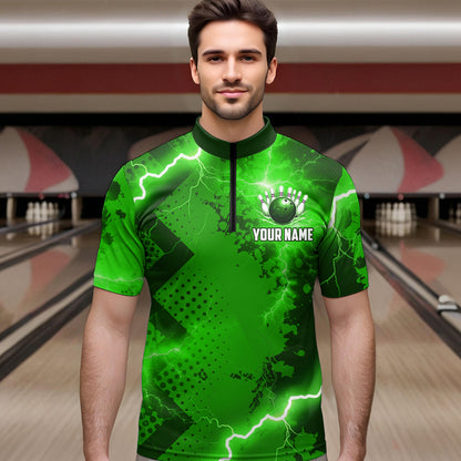 Thunder Lightning Bowling Shirt Green Bowling Jersey Men Women Team Bowling Shirts MBL64