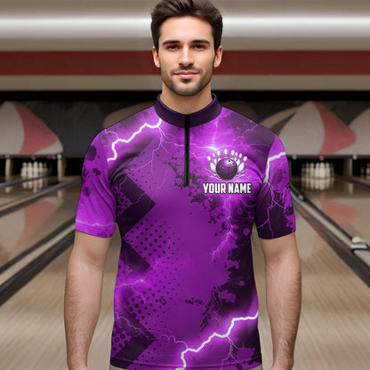 Thunder Lightning Bowling Shirt Purple Bowling Jersey Men Women Team Bowling Shirts MBL64