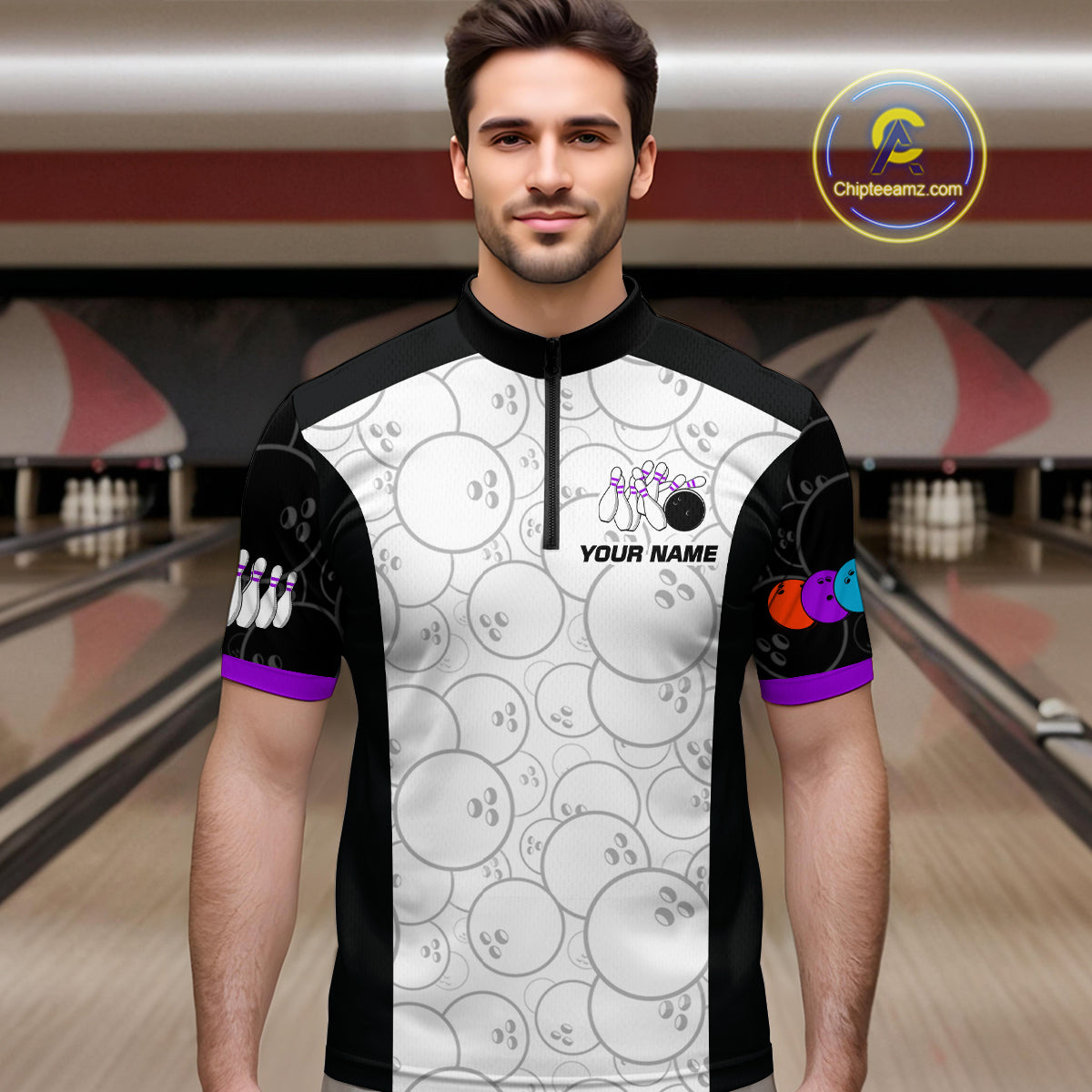 Custom Purple Dragon Bowling Shirts for Men Women Team Bowling Polo & Quarter Zip MBL86