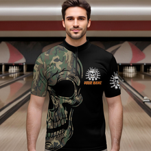 Load image into Gallery viewer, Camo Bowling Shirt Custom Skull Bowling Jersey Men Bowling Quarter-Zip Shirt For Team BDT284