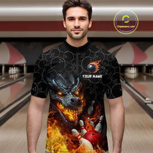 Load image into Gallery viewer, Custom Dragon Flaming Bowling Shirt for Men and Women Team Name Bowling Jersey MBL96