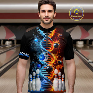 Custom Flame & Water DNA Bowling Shirt My DNA Quarter-Zip Bowling Jersey for Men And Women QZT685