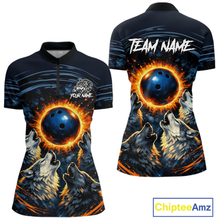 Load image into Gallery viewer, Wolf Bowling Jersey for Women Polo &amp; 1/4 Zip Custom Wolf Bowling Team Shirts Bowling League HNT205