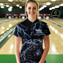 Load image into Gallery viewer, Custom Thunder Skeleton Bowling Jersey for Women Polo &amp; 1/4 Zip Bowling Team Shirts HNT152
