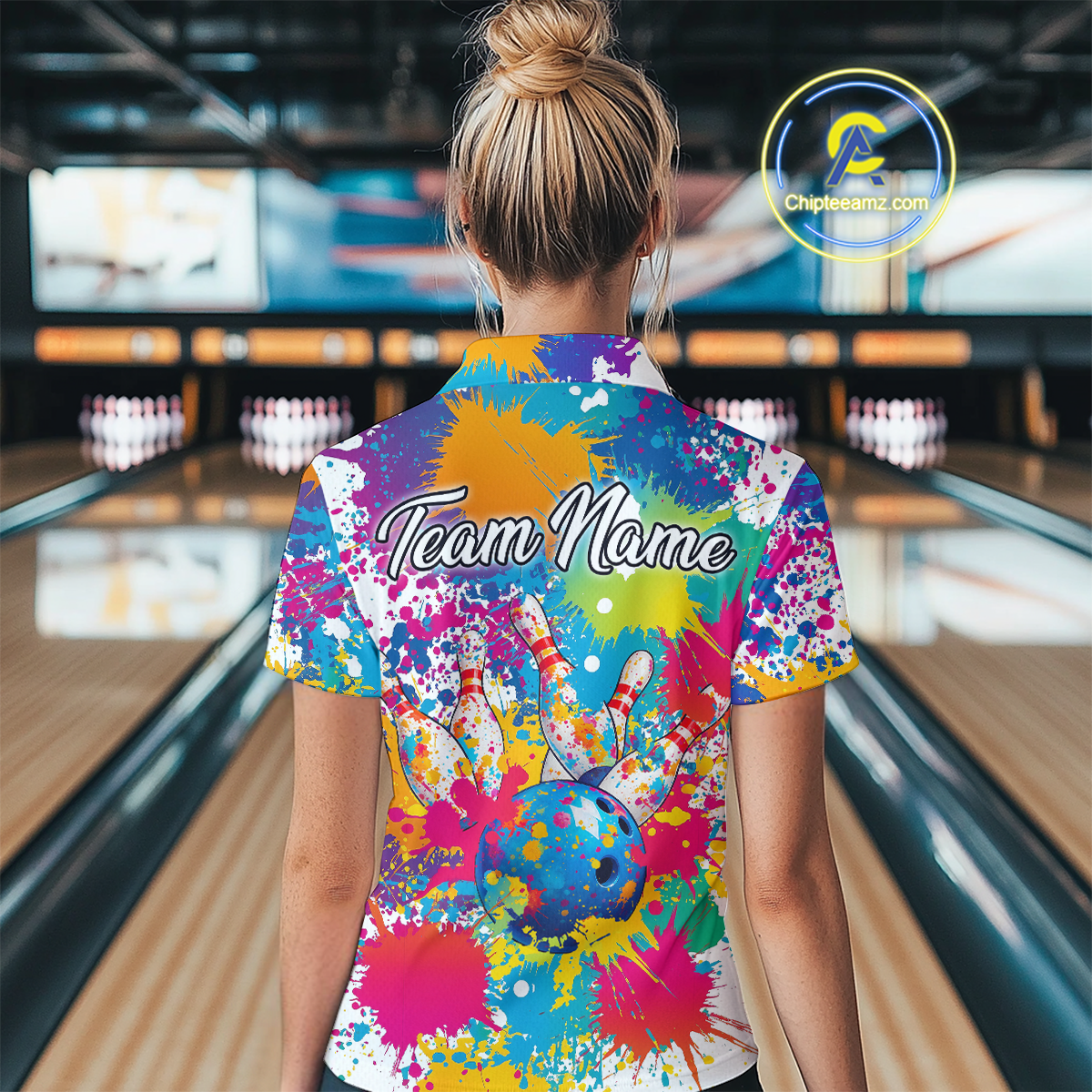 Custom Colorful Bowling Women Shirts Bowling Uniform Polo & 1/4 Zip Bowling Team Jerseys HNT104