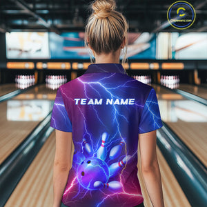 Purple Lightning Bowling Shirts for Men Women Custom Team Bowling Jerseys MBL155
