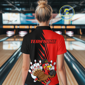 Red Turkey Bowling Shirts for Women Men Team Custom Bowling Jerseys Thanksgiving MBL180