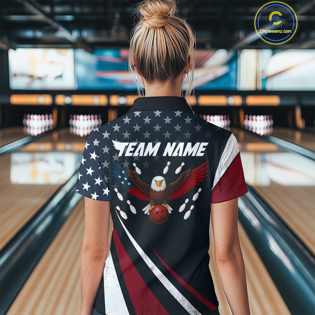 Eagel Bowling Custom Women Bowling Shirt Polo & Quarter-Zip Bowling Team Jerseys HNT63