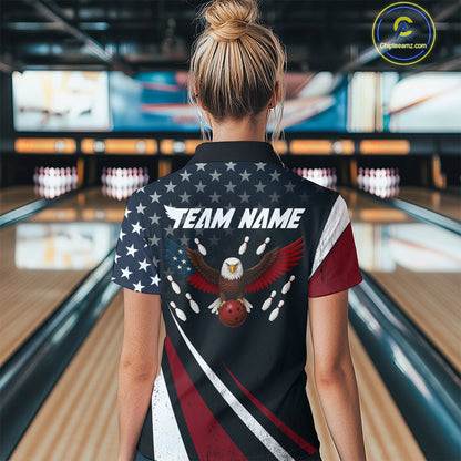 Eagel Bowling Custom Women Bowling Shirt Polo & Quarter-Zip Bowling Team Jerseys HNT63