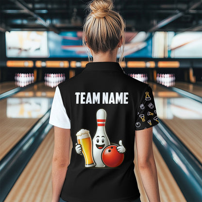 Custom Beer Bowling Shirt Funny Bowling Team League 1/4 Zip Bowling Shirt for Men QZT403