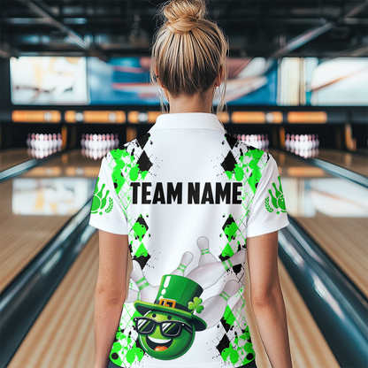 Custom Green Funny Bowling Shirt St Patrick Day Bowling 1/4-Zip Team Jersey Unisex QZT620