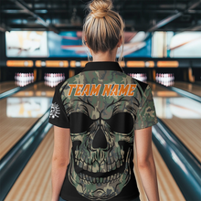 Load image into Gallery viewer, Camo Bowling Shirt Custom Skull Bowling Jersey Women Bowling Quarter-Zip Shirt For Team BDT284