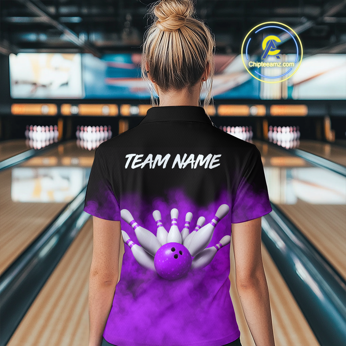 Purple Smoke Bowling Shirts for Men Women Team Personalized Bowling Polo and Quarter Zip MBL130