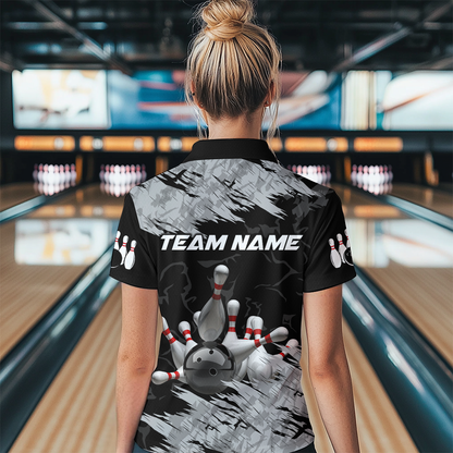 Bowling Shirt Bowling Jersey for Women Custom Bowling Gifts for Women Team with Name Polo & 1/4 Zip HNT16