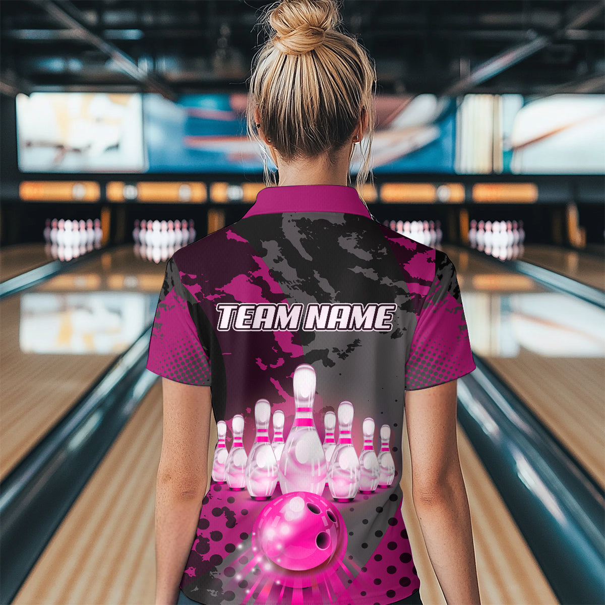 Fire Bowling Shirt Custom Pink Bowling Jersey for Men Women with Team Name MBL63