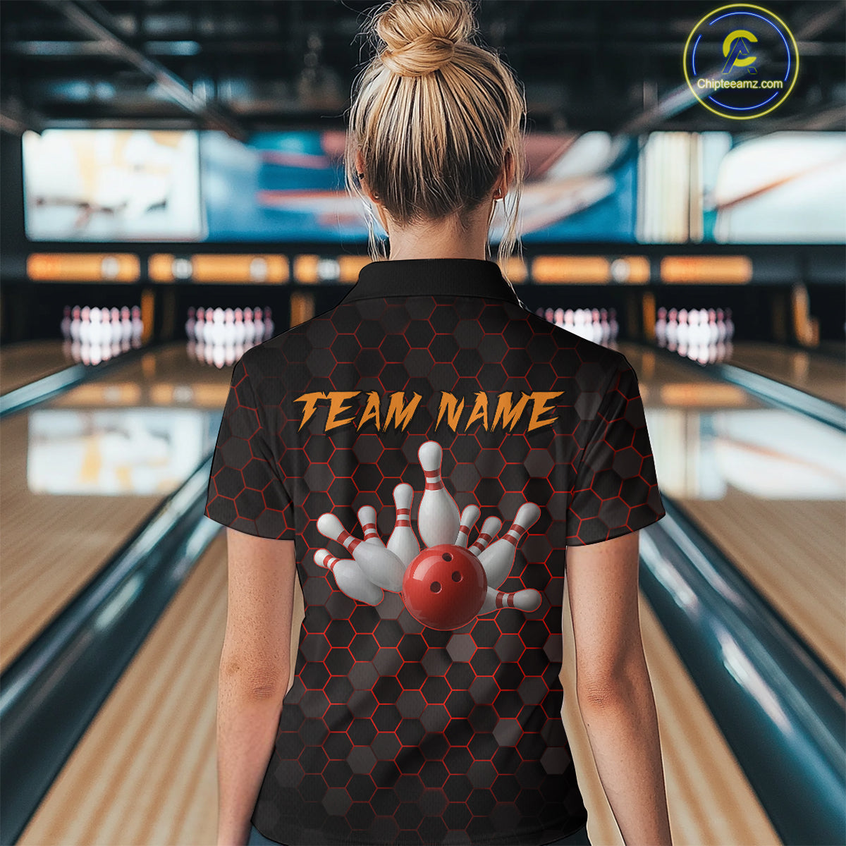 Custom Strike Red Bowling Women Bowling Shirt Polo & Quarter-Zip Bowling Team Jerseys HNT79