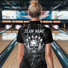 Load image into Gallery viewer, Skull Bowling League Shirt Women Bowling Jersey Team Lightning Thunder Bowling Quarter-Zip Shirt BDT335