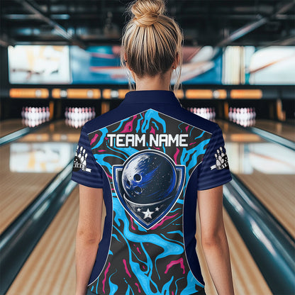 Custom Camo Pink & Teal Bowling Jersey Bowling Team League Shirt Quarter-Zip for Men Women QZT665