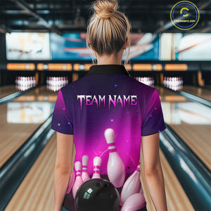 Purple Galaxy Bowling Shirts for Men Women Custom Team Bowling Jersey for Bowlers MBL125