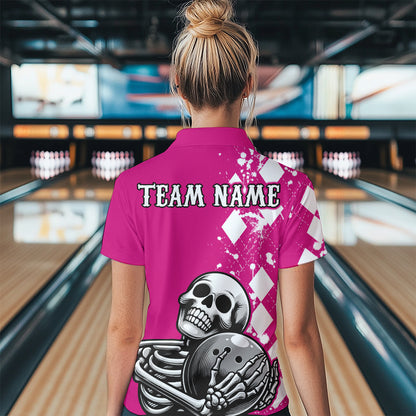 Skull Bowling Shirt for Women Custom Bowling Jersey Bowling 1/4 Zip Shirt QZT245