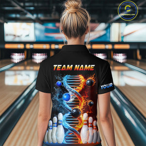 Custom Flame & Water DNA Bowling Shirt My DNA Quarter-Zip Bowling Jersey for Men And Women QZT685