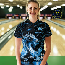 Load image into Gallery viewer, Ice Dragon Bowling Shirt Custom Bowling Team League Quarter-Zip Bowling Jersey Bowlers Gift QZT692