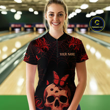 Load image into Gallery viewer, Skull Halloween Team Shirt Custom Horror Bowling Jersey for Women Bowling League Bowling Outfit QZT734