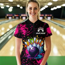 Load image into Gallery viewer, Custom Pink Watercolor Bowling Shirts for Men Women Team Funny Bowling Jersey MBL45