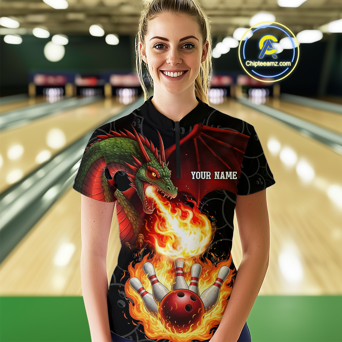 Flaming Dragon Bowling Shirt Custom for Men Women Bowling Team League MBL88