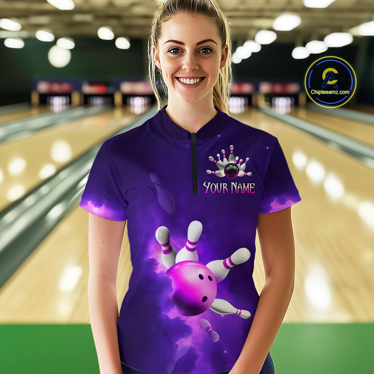 Purple Smoke Bowling Shirts for Women Men Team Custom Bowling Jerseys MBL126