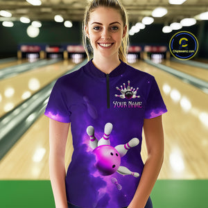 Purple Smoke Bowling Shirts for Women Men Team Custom Bowling Jerseys MBL126