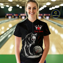 Load image into Gallery viewer, Wolf Bowling Shirt for Women Custom Bowling Team Jersey Black Polo &amp; Quarter-Zip Bowling Unisex QZT700