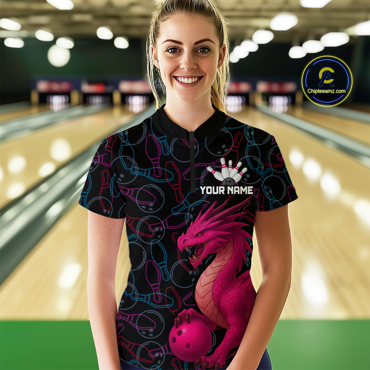 Pink Dragon Bowling Shirt Custom Bowling Jerseys for Men Women with Team Name MBL89