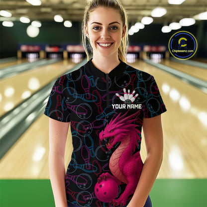 Pink Dragon Bowling Shirt Custom Bowling Jerseys for Men Women with Team Name MBL89