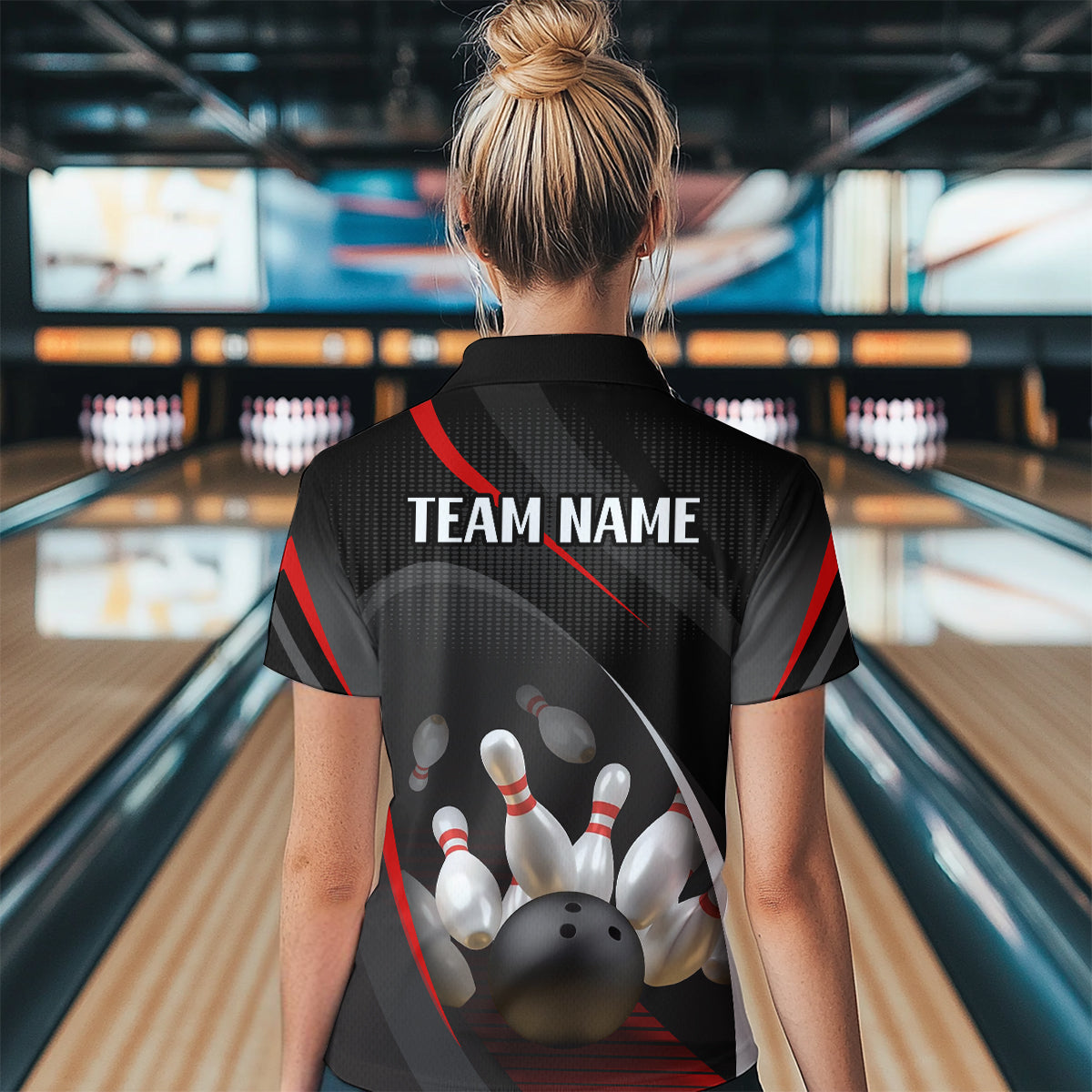 Red Bowling Shirts for Men Women Team Custom Bowling Polo & Quarter Zip Shirt MBL71