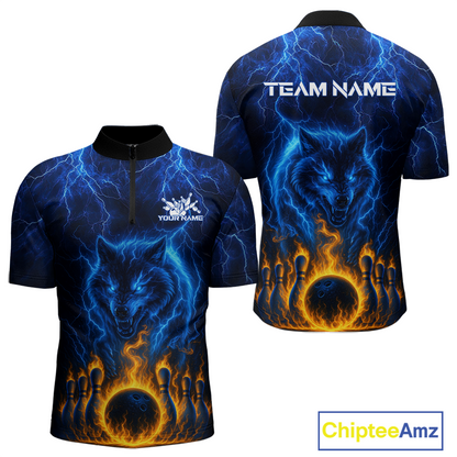 Lightning Wolf Bowling Shirts for Team Women Men Custom Wolf Bowling Jerseys Flame MBL200
