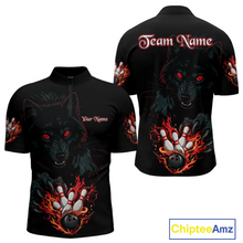 Load image into Gallery viewer, Custom Flame Wolf  Bowling Jersey for Men Bowling Uniform Polo &amp; 1/4 Zip Bowling Team Shirts HNT144