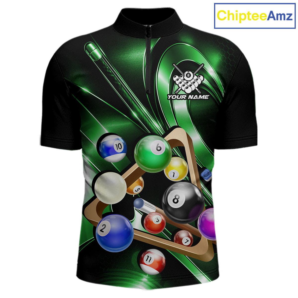 Custom Ball Pool Shirts Green Billiard Shirt for Men Billiard Team Jersey Billiard League NNT180