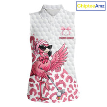 Load image into Gallery viewer, Pink Flamingo Golf Shirt For Women Sleeveless, Funny Leopard Patten Golf Polo Shirt, Ladies Golf Outfit For Team NHT732